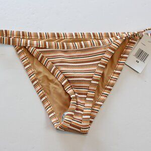 Ellejay Tara String Swim Bikini Bottom Brown Orange Small Medium NWT